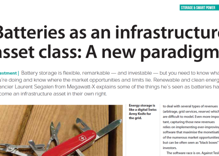 Batteries as an infrastructure asset class A new paradigm Energy storage