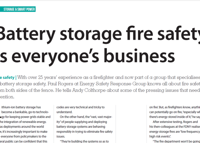 Battery storage fire safety is everyone’s business