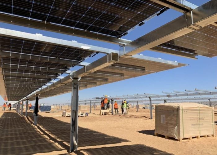 Installation work at the Benban Solar Park in Egypt’s western desert. Image: United Nations Climate Change (UNFCCC)