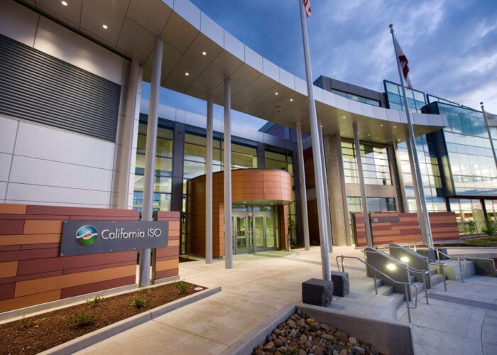 Close-up of California ISO's buidling