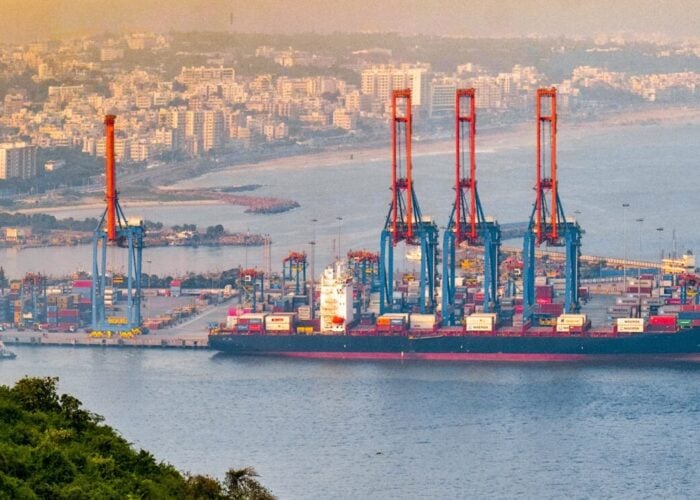 Cargo_Ship_and_breakwaters Visakhapatnam