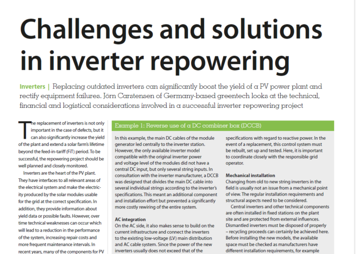 Challenges and solutions in inverter repowering