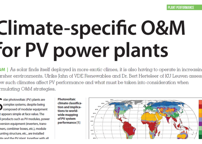 Climate-specific O&M for PV power plants