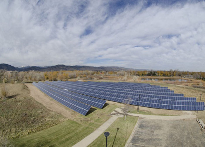 Ground-mounted solar panel installation at the University of Colorado Boulder. Image: PRNewsFoto/Panasonic Corporation of North America