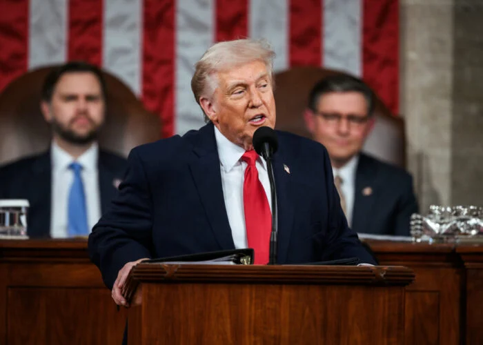 Donald Trump makes a speech.