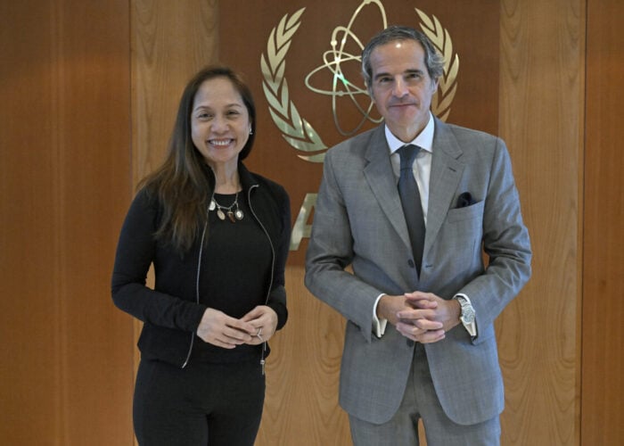 Philippines energy secretary Sharon S. Garin, left, at the IAEA.