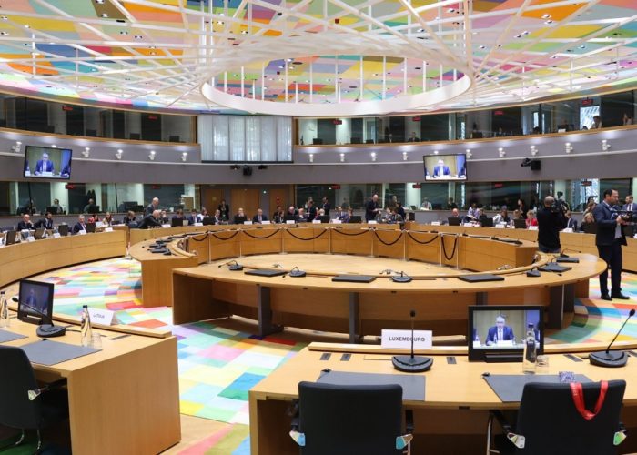 Ministers from the 27 EU member countries met today. Image: EU Council via Twitter.