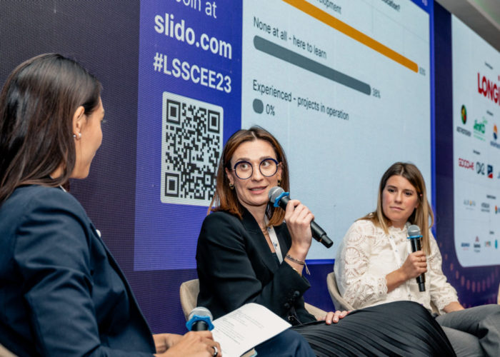Ewelina Szulc, managing director of Polish portfolio at DIF Capital Partners speaking during the 'Assessing Business Cases for Co-Locating Storage with Solar' panel at LSS CEE. Image: Solar Media.