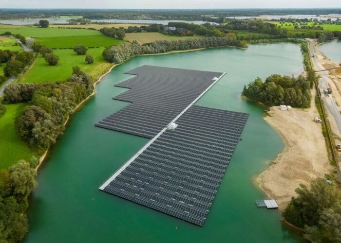 Floating PV system installed in a quarry lake in Germany