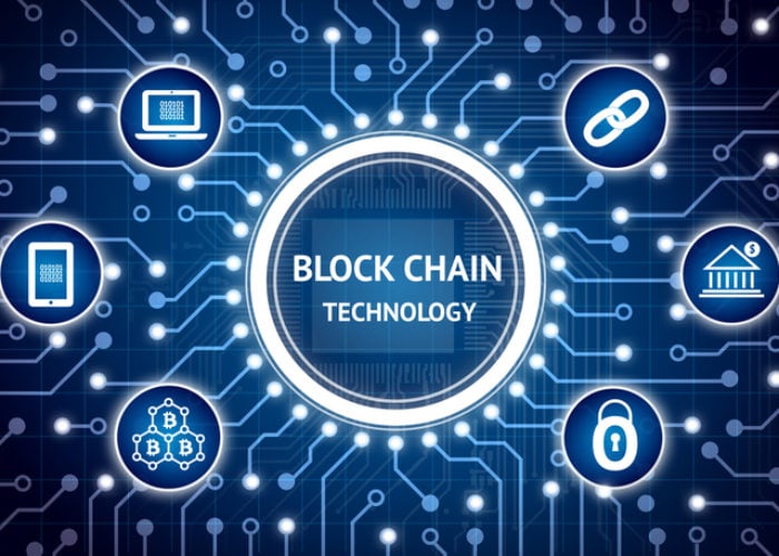 Blockchain , Distributed ledger technology , bitcoin concept. Electric circuit graphic and infographic of Block chain , network connect , security , binary coded icons.