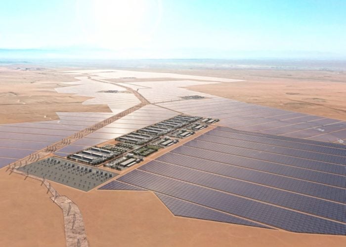 Aerial view of a rendered version of Verano Energy's 5.85GW green ammonia project in Peru powered by solar photovoltaic.