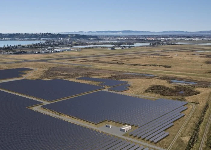 A rendering of the proposed Hawke's Bay Airport solar PV power plant. Image: Hawke's Bay Airport Limited.