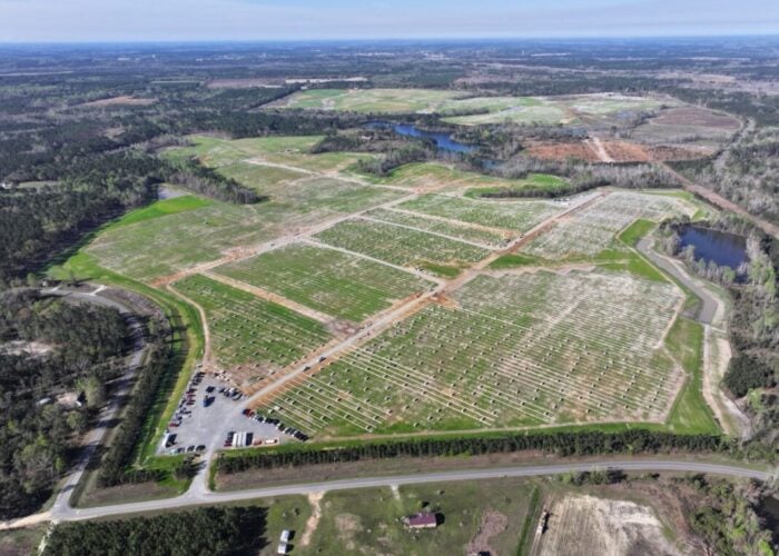 Aerial view of a solar PV project from Heelstone Renewable Energy