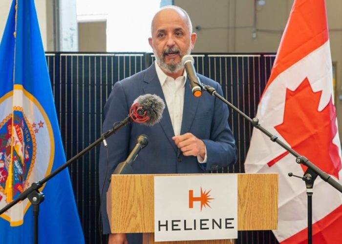 Heliene CEO Martin Pochtaruk at a recent groundbreaking ceremony for the company’s Minnesota plant expansion. Image: Heliene.