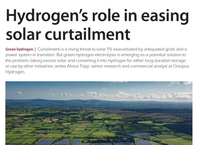 Hydrogen’s role in easing solar curtailment