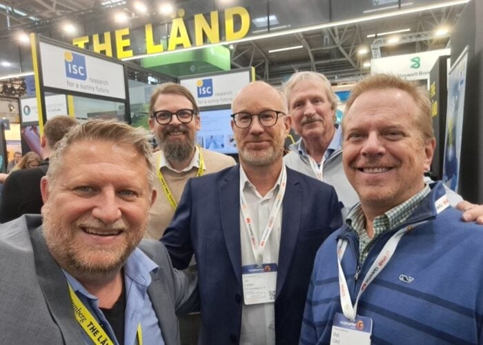 Suniva and ISC Konstanz met in May 2025 at the Intersolar trade fair in Munich. From left to right: Radovan Kopecek, Florian Buchholz, Jan Lossen (ISC) and Kevin Dorman & Matt Card (Suniva).