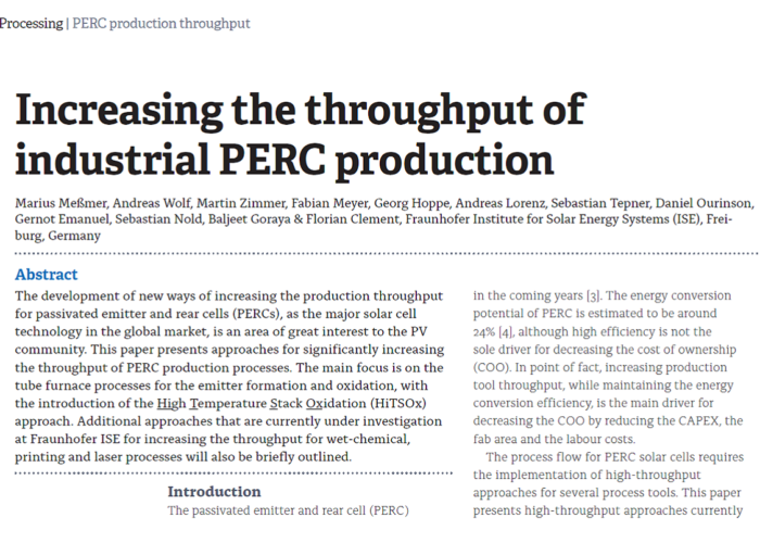 Increasing the throughput of industrial PERC production