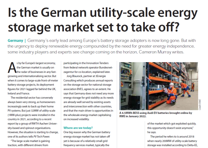 Is the German utility-scale energy storage market set to take off