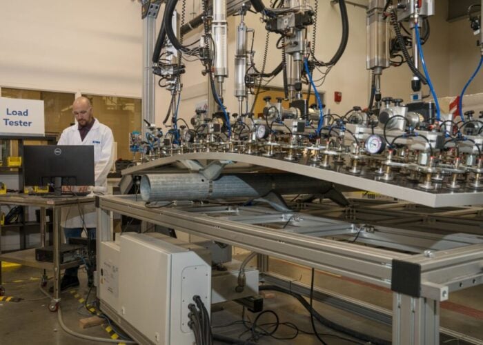 PV module going through a mechanical load test