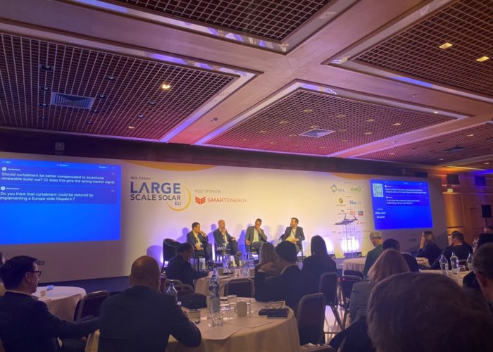 Panelists in discussion at the Large Scale Solar Europe event in Lisbon. Image: PV Tech