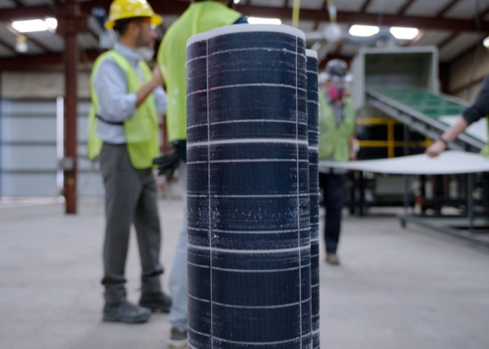 Laminate pulled from a solar panel before recycling. Image: Solarcycle.