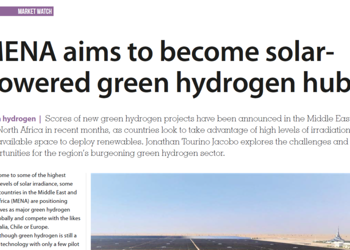 MENA aims to become solarpowered green hydrogen hub