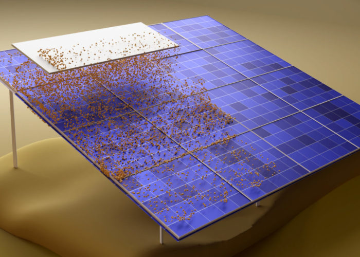 MIT researchers developed a waterless and contactless solution for PV solar. Image: Courtesy of the researchers.