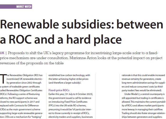 Market Watch - Renewable subsidies