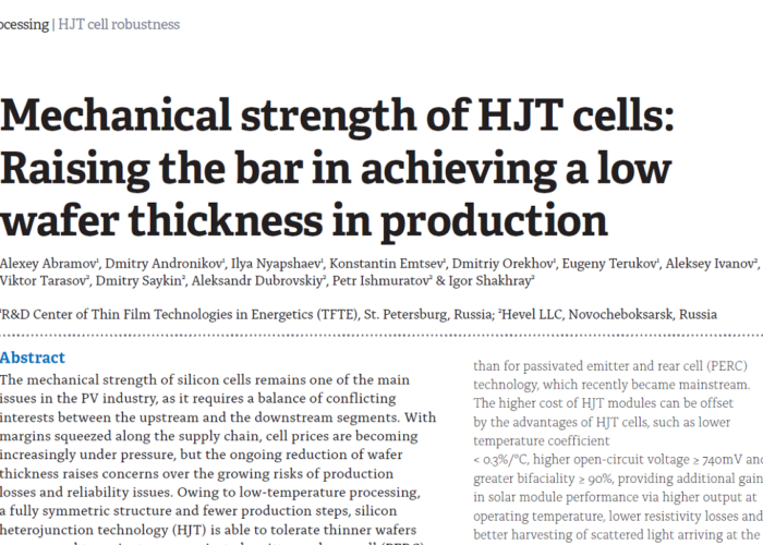 Mechanical strength of HJT cells