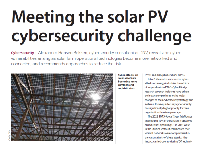 Meeting the solar PV cybersecurity challenge