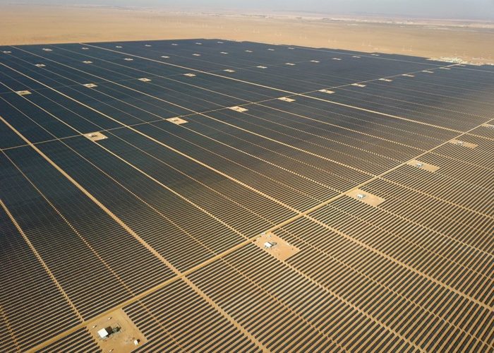 Nextracker smart solar trackers featured at Sakaka Solar Power Plant, Al Jouf, Saudi Arabia.