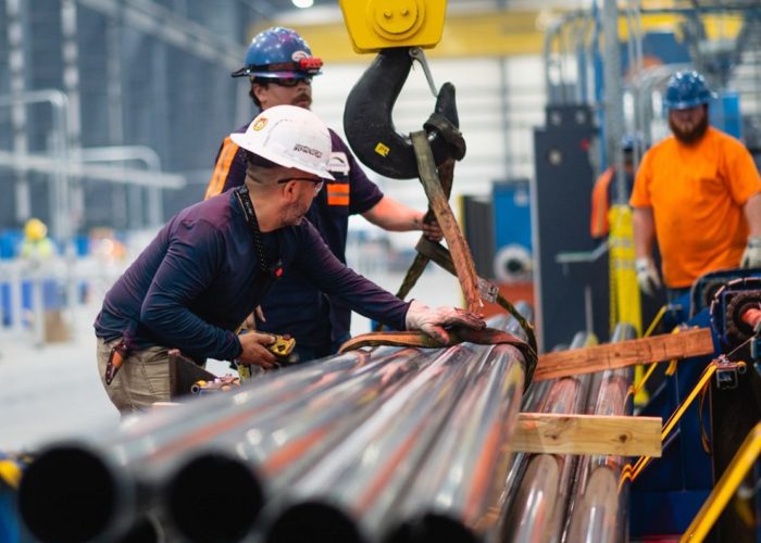 JM Steel workers at the Nextracker-dedicated production line. Image: Nextracker.