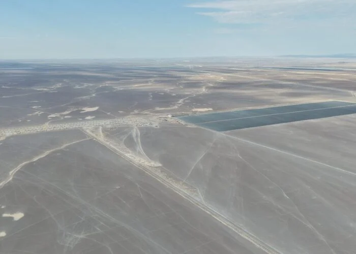 Aerial view of Grenergy's flagship solar-plus-storage project in Chile, the Oasis de Atacama.