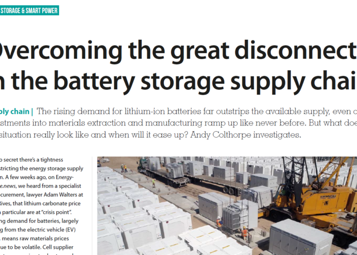 Overcoming the great disconnect in the battery storage supply chain