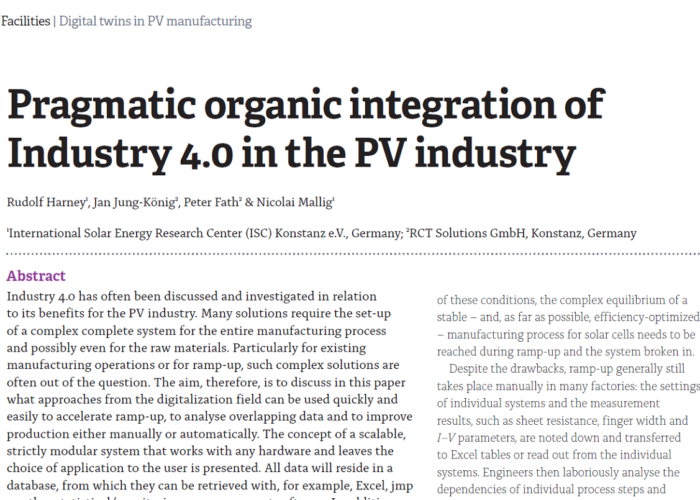 Pragmatic organic integration of Industry 4.0 in the PV industry