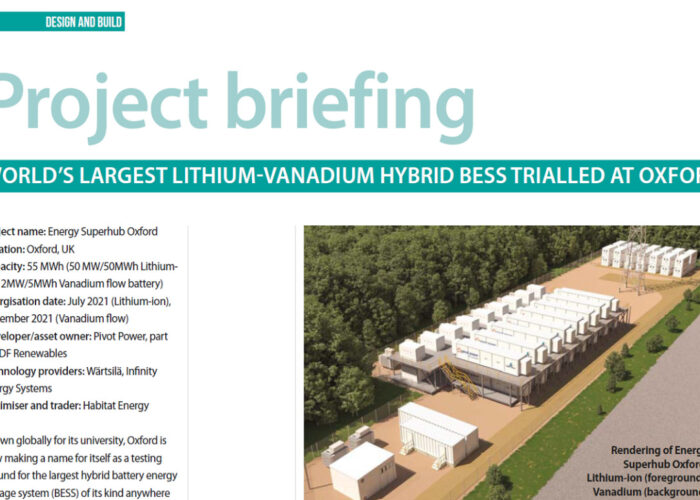 Project briefing-World’s largest lithium-vanadium hybrid BESS trialled at Oxford
