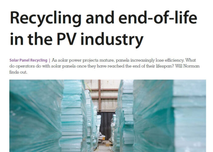 Recycling and end-of-life in the PV industry