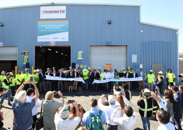 Ribbon cutting of Nextracker, Unimacts new tracker component plant in Las Vegas, Nevada. Image: Nextracker.