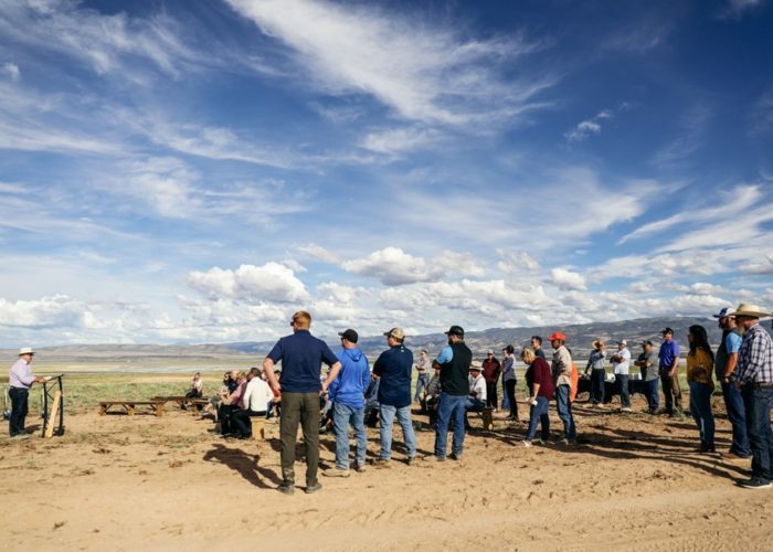 People gather on the Appaloosa Solar 1 project site. image: rPlus energies