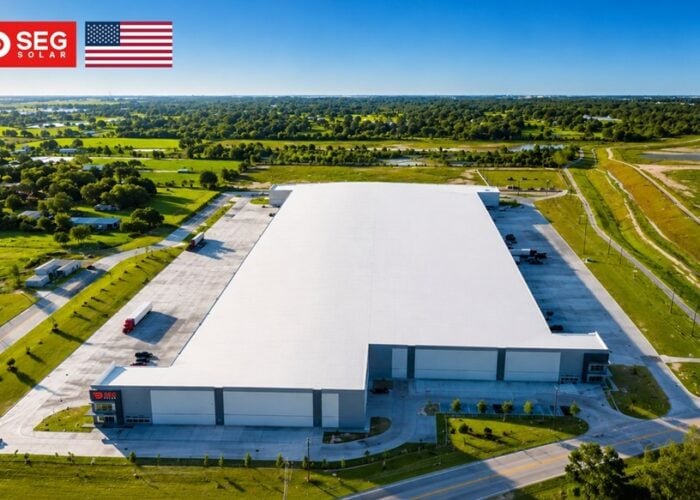 Aerial view of SEG Solar's new module assembly plant in Texas