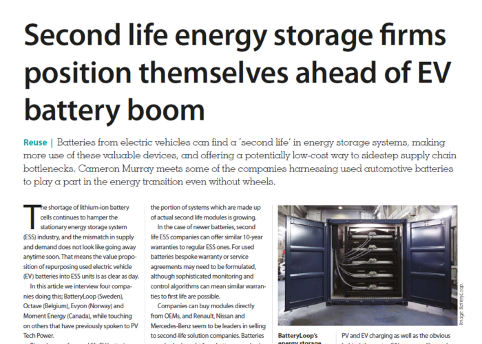 Second life energy storage firms position themselves ahead of EV battery boom