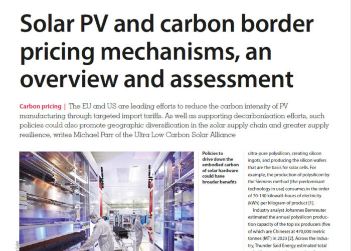 Solar PV and carbon border pricing mechanisms, an overview and assessment