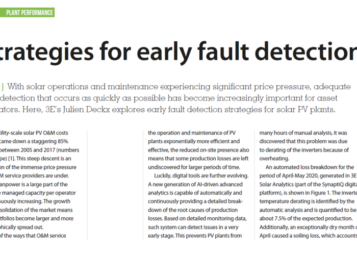 Strategies for early fault detection