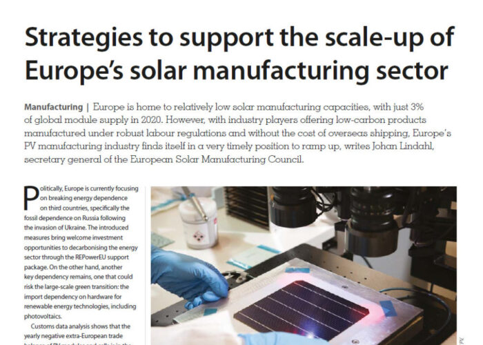 Strategies to support the scale-up of Europe’s solar manufacturing sector