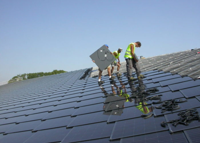 Rooftop solar installation.