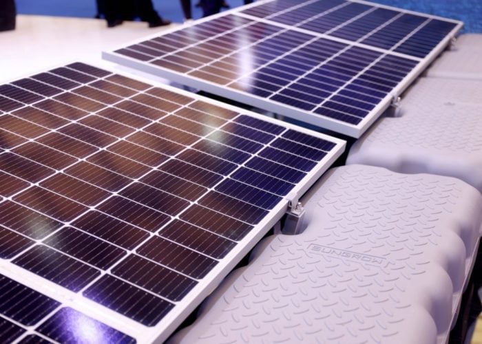 Sungrow FPV’s floating solar equipment on show at SNEC 2021.