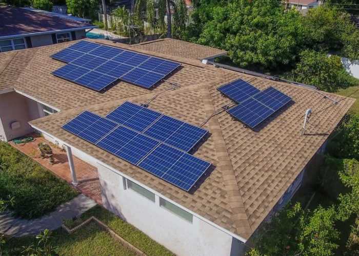 Rooftop solar panels.