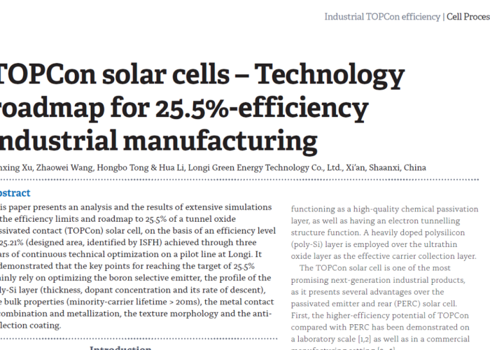 TOPCon solar cells – Technology roadmap for 25.5%-efficiency industrial manufacturing