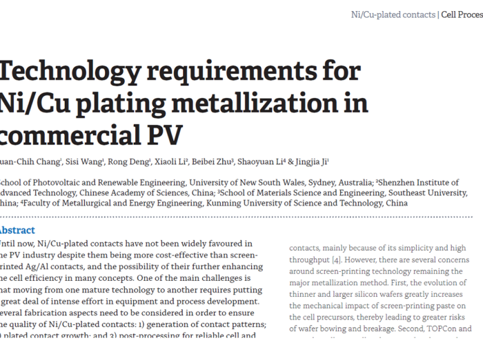 Technology requirements for NiCu plating metallization in commercial PV