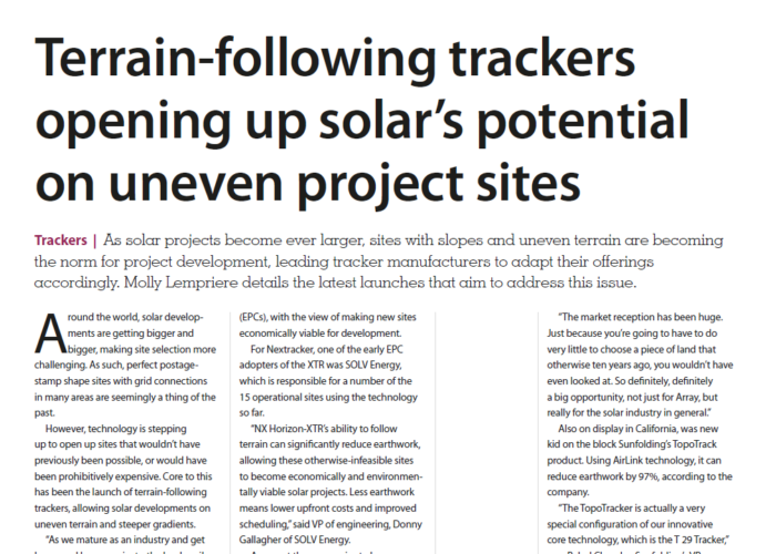 Terrain-following trackers opening up solar’s potential on uneven project sites